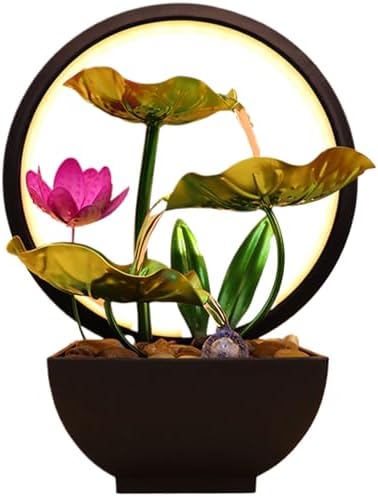 Indoor Waterfall Fountain with Light and Lotus Design