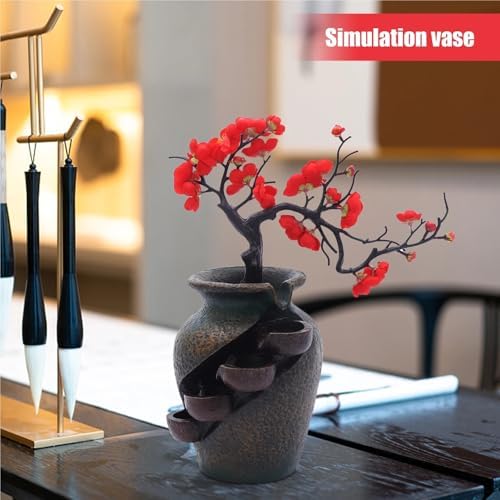 Flower Vase Waterfall Fountain Tabletop Indoor Feng Shui Decor