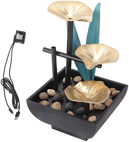 Indoor Water Fountain with Pump and Stone Base for Home Decor