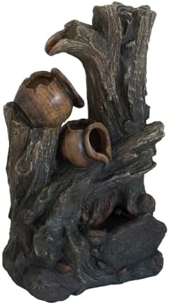 Rustic Broken Pot Water Fountain with LED Light