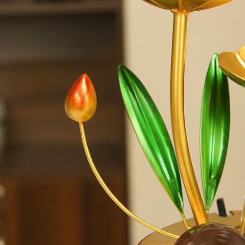LED Lotus Flower Tabletop Water Fountain with Butterfly and Fish Tank