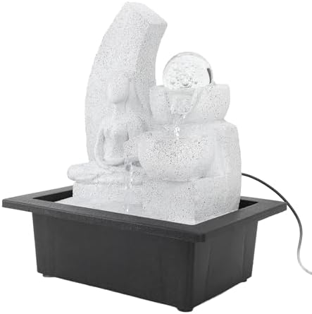 Tabletop Fountain with Multicolor LED Lights USB Powered