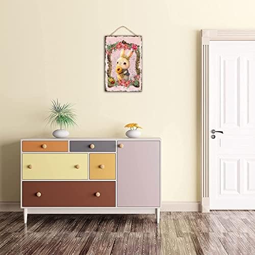 Easter Bunny Rabbit Welcome Sign for Front Door Decor