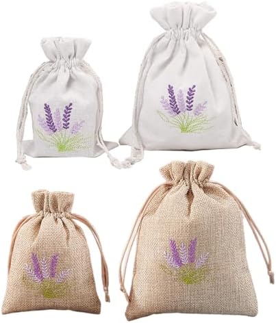 Set of 10 Cotton Linen Scented Drawstring Bags for Jewelry Storage