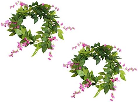 2pcs Artificial Wisteria Flower Wreath Front Door Decor