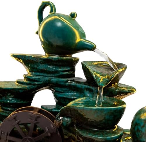 Tabletop Buddha Water Fountain with LED Light for Good Luck Wealth Decor