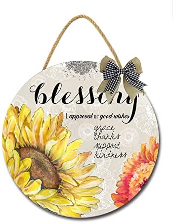 Rustic Round Wooden Door Sign 12 Inches Farmhouse Decor