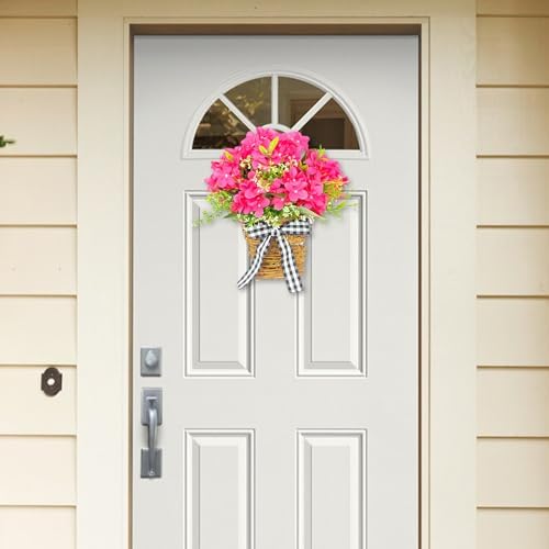 Artificial Geranium Door Wreath Basket Decor