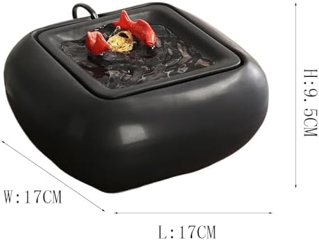 White Tabletop Ceramic Water Fountain with Goldfish