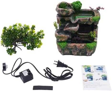 Genseino Tabletop Water Fountain with LED Lights and Atomizer
