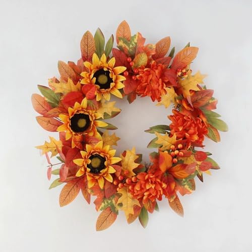 Orange Plastic Wreath 16x16 Inches Lightweight Home Decor