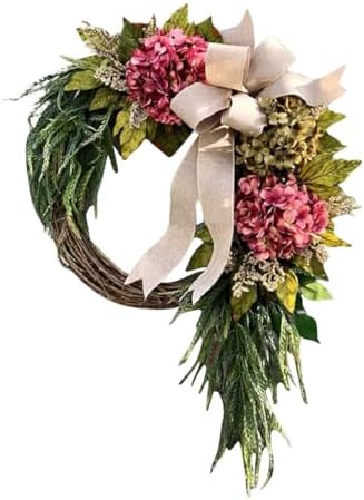 Front Door Wreath Hanger with Hydrangea Garland