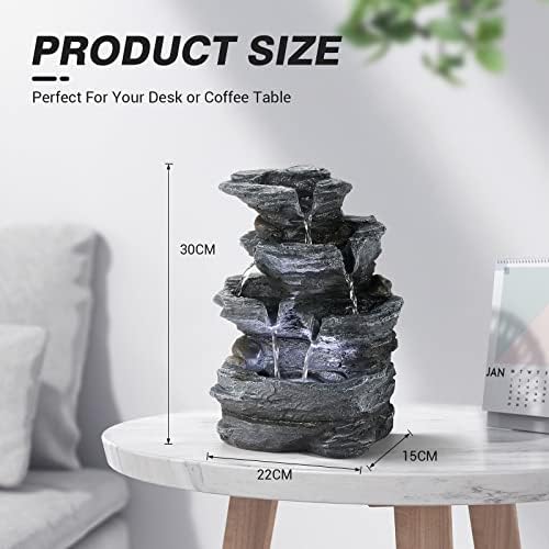 WICHEMI Tabletop Indoor Fountain with LED Light
