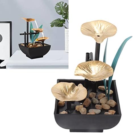 Indoor Water Fountain with Pump and Stone Base for Home Decor