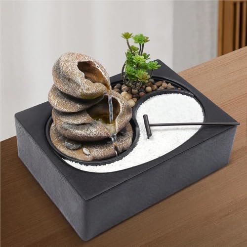 114x83x87in Tabletop Water Fountain with LED Light