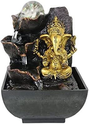 Buddha Ganesha Statue Water Fountain Decor 13x13x18cm