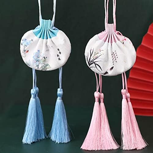 6 Pcs Chinese Silk Brocade Coin Bags with Drawstring Pouches