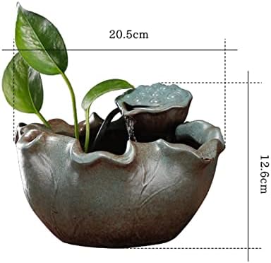 Ceramic Lotus Leaf Tabletop Water Fountain with Mist
