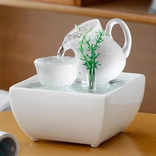 QETGISLL Indoor Tabletop Water Fountain with Calla Lily Design