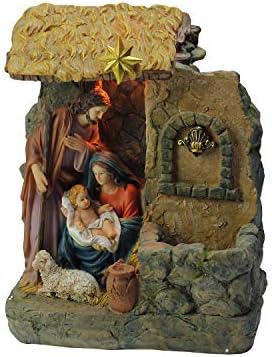 Northlight 14 Inch Brown and Gray Holy Family Religious Nativity Fountain Tabletop Christmas Decoration