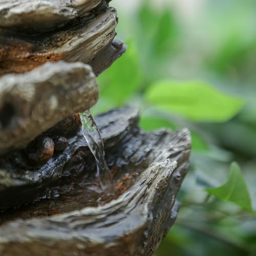 ESPIDOO 4-Tier Wood-Look Water Fountain with LED Light