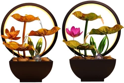 Indoor Waterfall Fountain with Light and Lotus Design