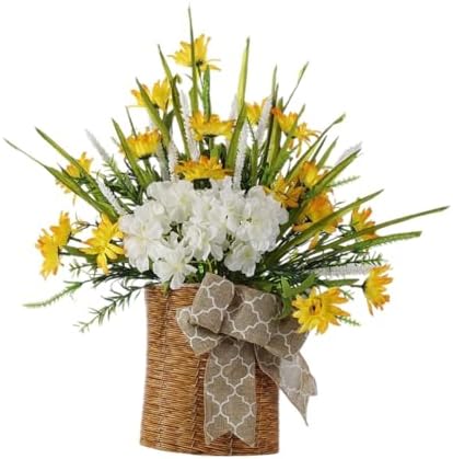 Door Hanger Basket Wreath Artificial Flowers Spring Summer Decor