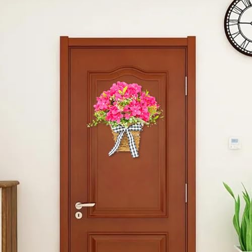 Artificial Geranium Door Wreath Basket Decor