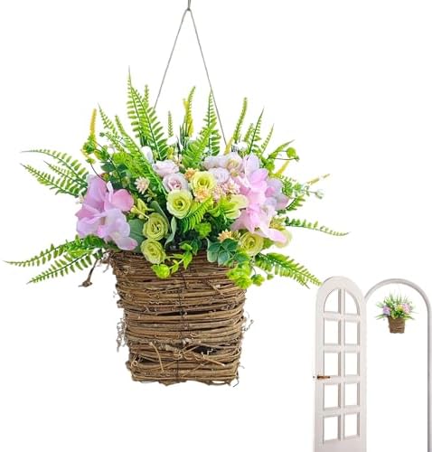 Artificial Rattan Basket Wreath - Seasonal Door Hanger