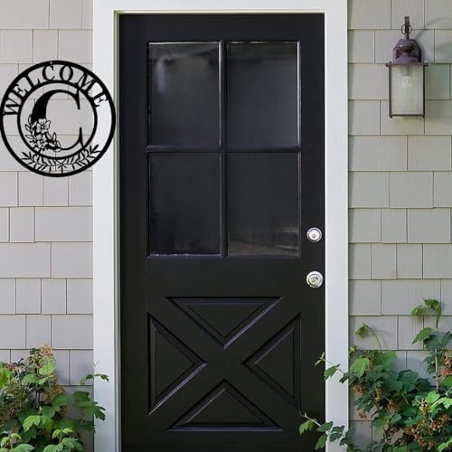 Custom Monogram Welcome Wreath 12 Inch Metal Sign for Front Door