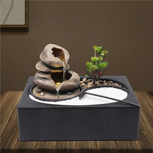 114x83x87in Tabletop Water Fountain with LED Light