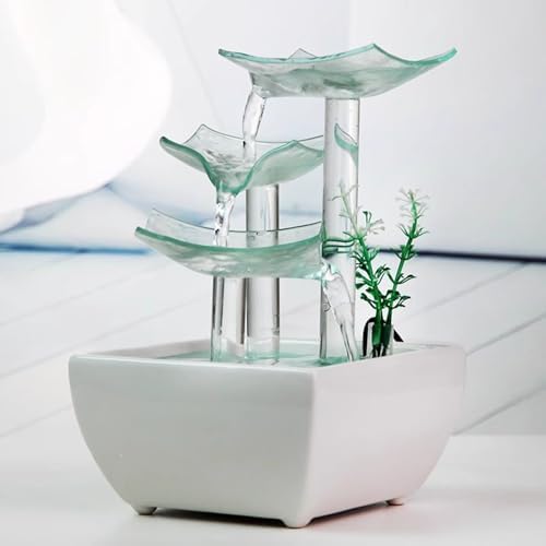 Circular Tabletop Fountain with Ceramic Base