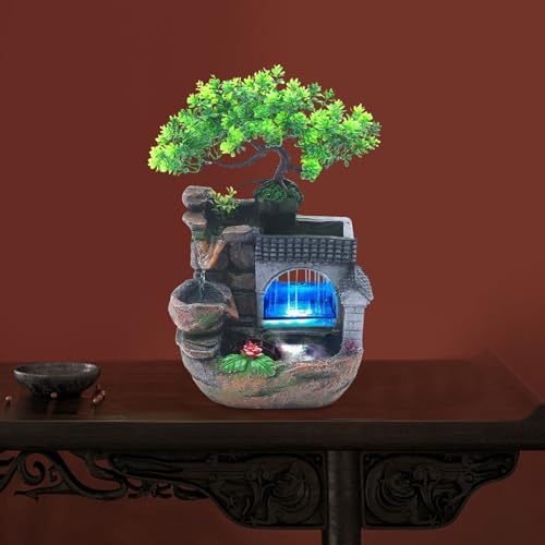 1181 Inch Tall Tabletop Waterfall Fountain with LED Light