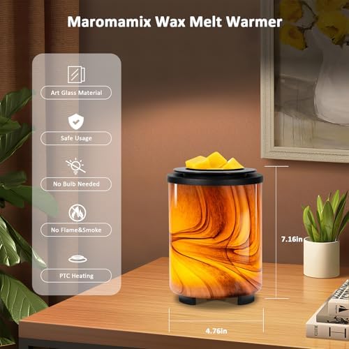 Electric Wax Melt Warmer with 7-Color LED Light and Art-Glass Design