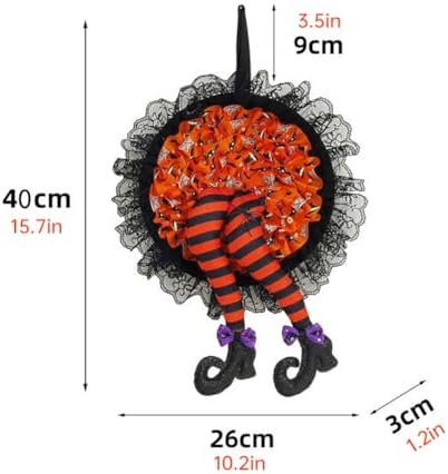 Halloween Witch Leg Wreath Front Door Decor