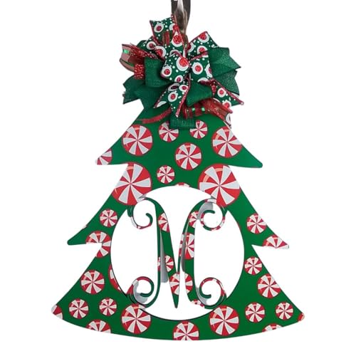 Christmas Tree Monogram Door Hanger with Bow