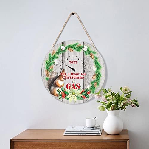 Farmhouse Door Hanger Funny Christmas Wreath Sign 10x10in Wood Decor