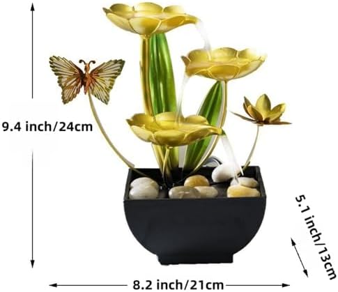 NatureMan Metal Lotus Leaf Indoor Water Fountain with 3-Tier Design