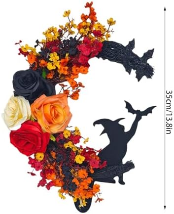 Halloween Moon Black Wreath Orange