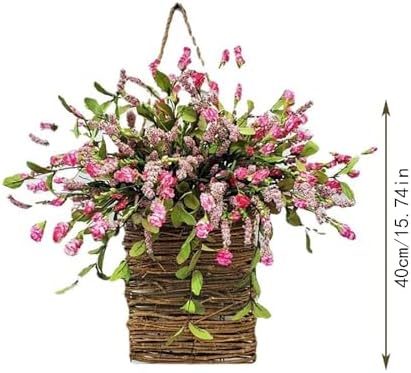 HELLORSO Spring Peony Door Decor Wreath Basket