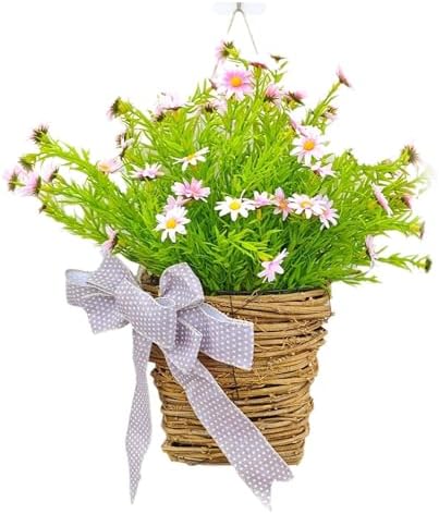 Spring Wreath Door Hanger Basket with Bowknot