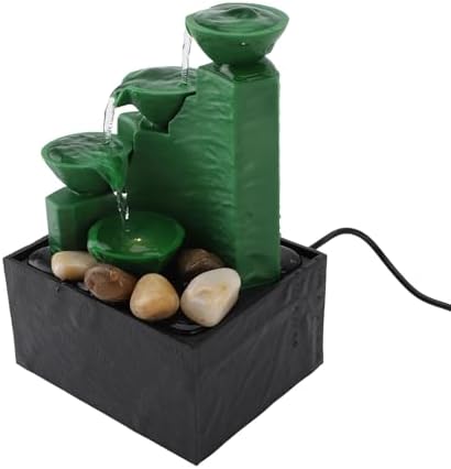 Tabletop Fountain Ornament with LED Light Emerald Green