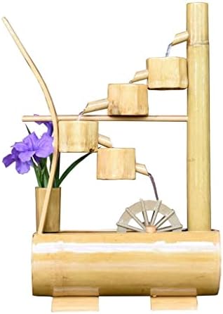 Bamboo Tabletop Fountain with Flowing Water Humidifier Decor