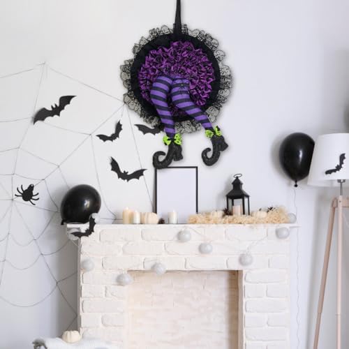 Halloween Witch Leg Wreath Front Door Decor