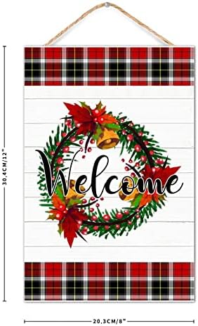 Winter Door Hanger Wreath Front Door Sign Farmhouse Porch Decor