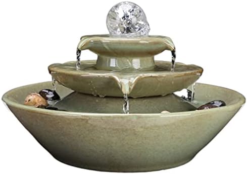Ceramic Tabletop Fountain 3-Tier Waterfall for Home Office Bedroom