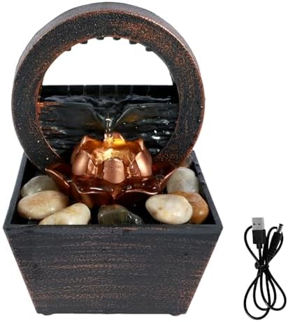 Tabletop Fountain with Light and Waterfall Sound for Relaxation and Meditation