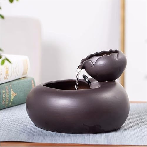 Ceramic Tabletop Fountain with Water Pump for Home and Office