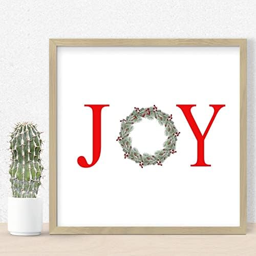 Letter Joy Winter Door Hanger Wreath Wood Framed Sign