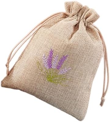 Set of 10 Cotton Linen Scented Drawstring Bags for Jewelry Storage